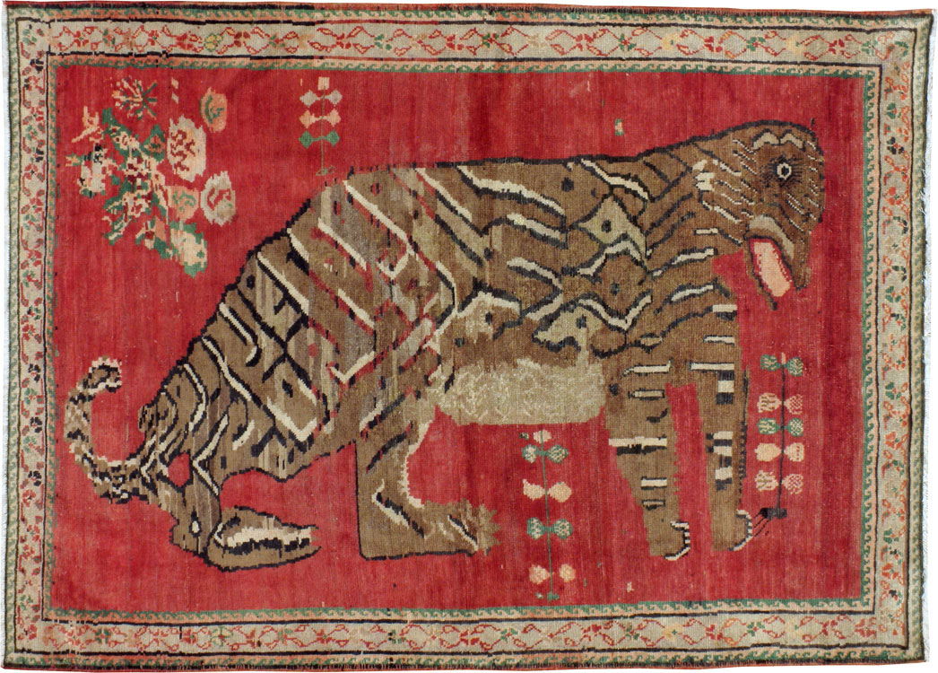 Antique Caucasian Karabagh Pictorial Rug, No.24589 - Gss