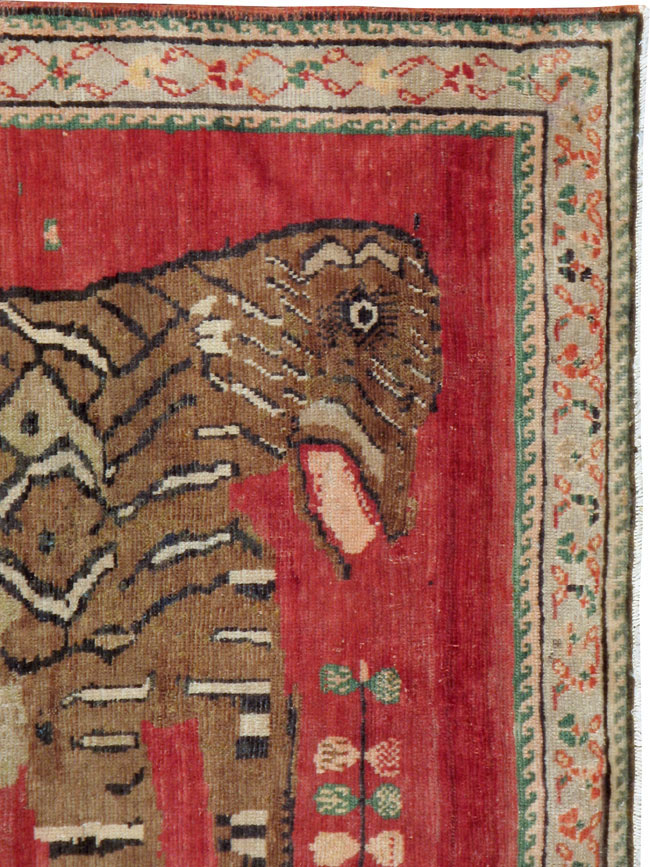 Antique Caucasian Karabagh Pictorial Rug, No.24589 - Gss