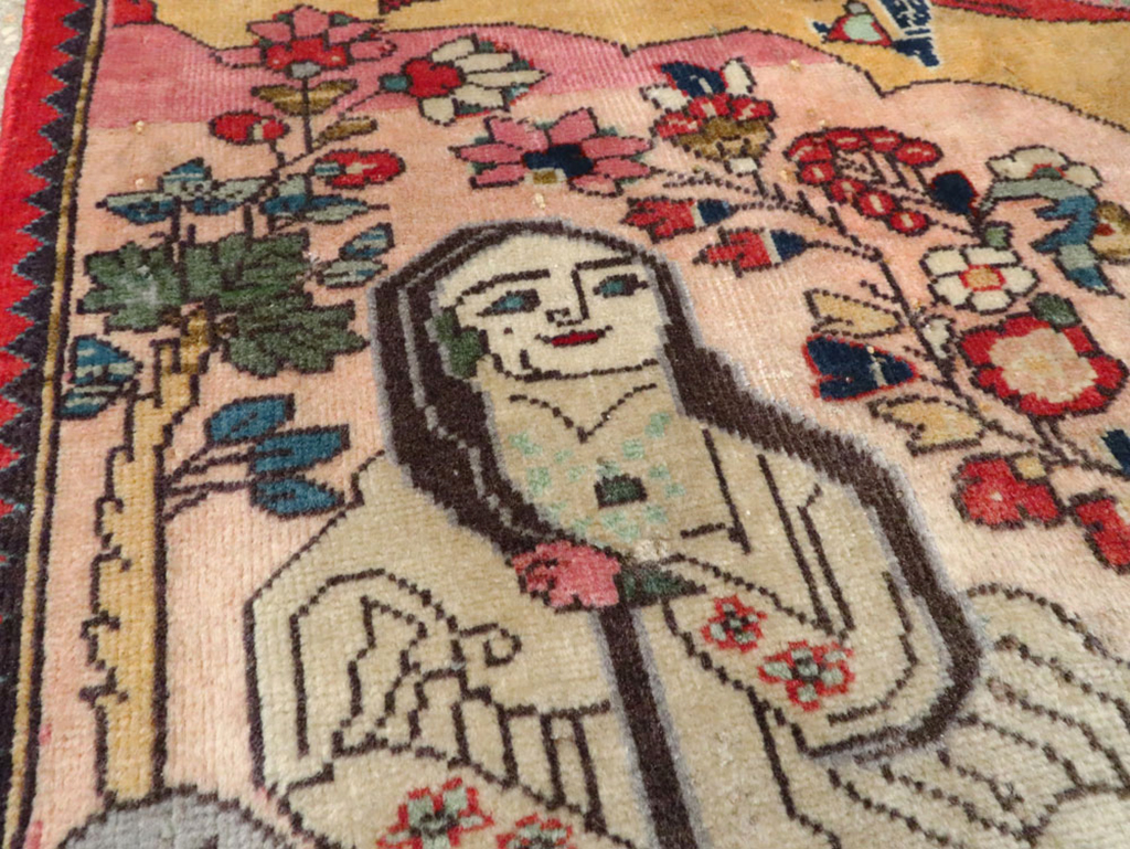 Vintage Persian Tabriz Pictorial Rug, No.24615 - Gss