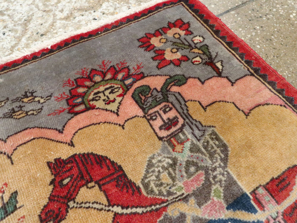 Vintage Persian Tabriz Pictorial Rug, No.24615 - Gss