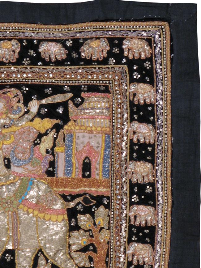 Burmese High Relief Richly Embroidered and Beaded Tapestry, No.24648 - Gss