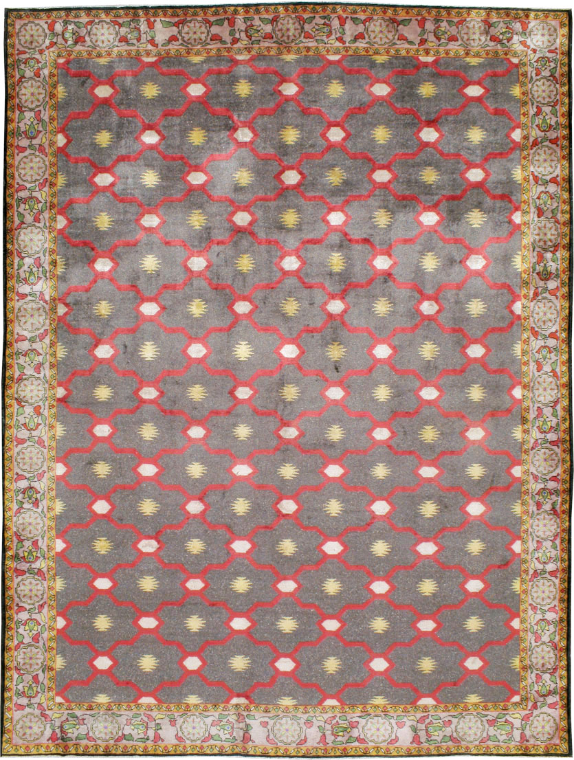 Vintage Indian Silk Agra Room Size Carpet, No.24652 - Gss