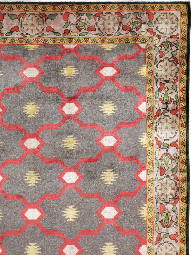 Vintage Indian Silk Agra Room Size Carpet, No.24652 - Gss