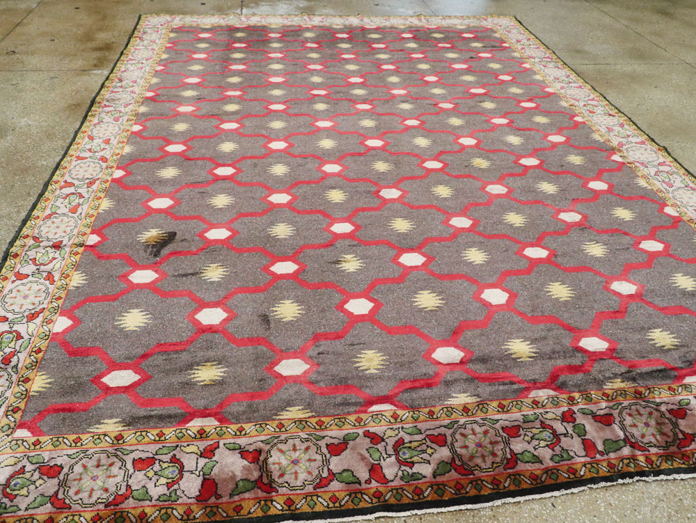 Vintage Indian Silk Agra Room Size Carpet, No.24652 - Gss