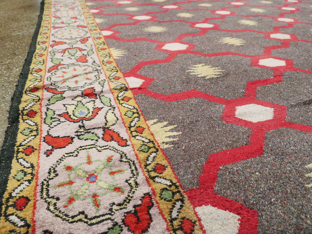 Vintage Indian Silk Agra Room Size Carpet, No.24652 - Gss