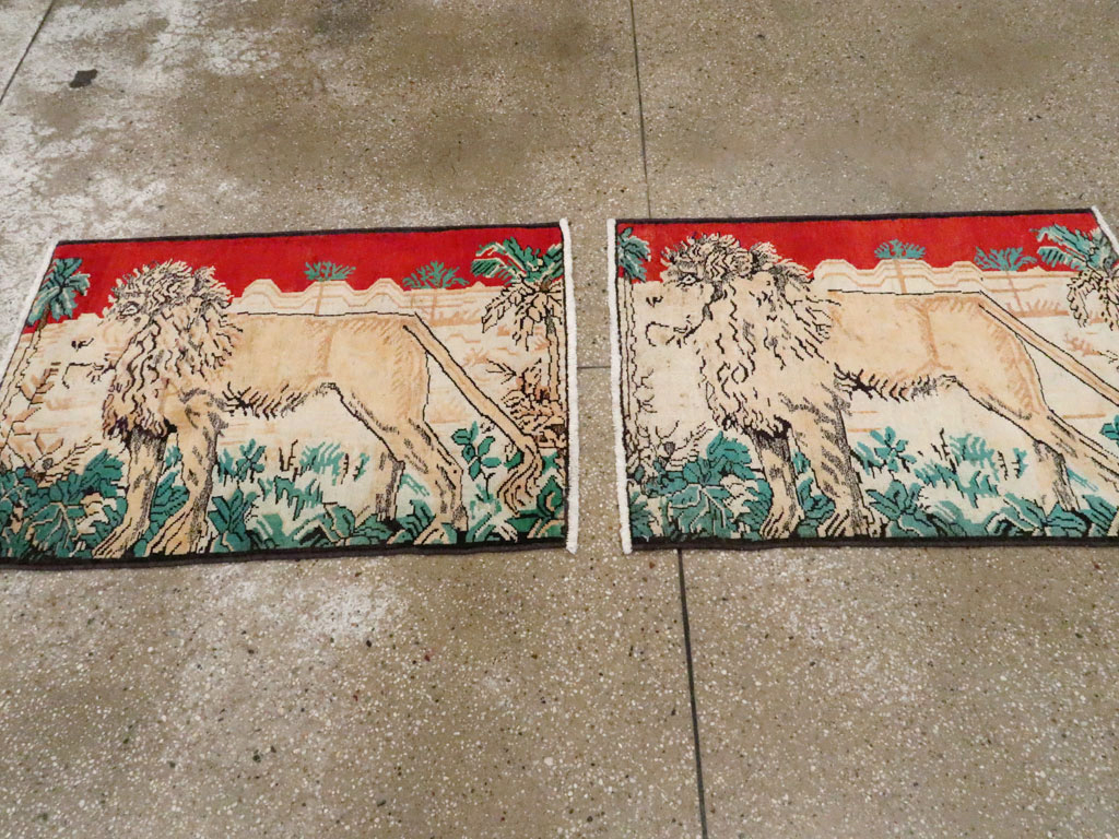 Vintage Persian Hamadan Pictorial Rug (Pair: 1 of 2), No.24658 - Gss