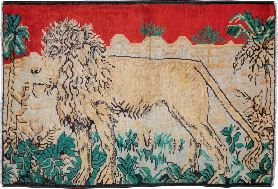 Vintage Persian Hamadan Pictorial Rug (Pair: 2 of 2), No.24659 - Gss