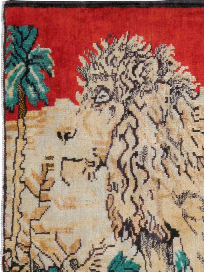 Vintage Persian Hamadan Pictorial Rug (Pair: 2 of 2), No.24659 - Gss