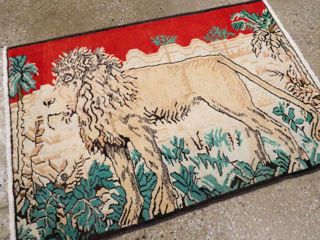 Vintage Persian Hamadan Pictorial Rug (Pair: 2 of 2), No.24659 - Gss