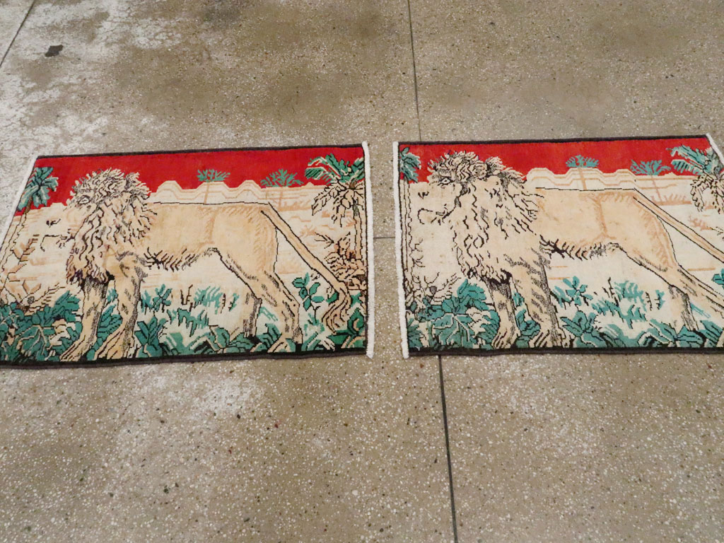 Vintage Persian Hamadan Pictorial Rug (Pair: 2 of 2), No.24659 - Gss