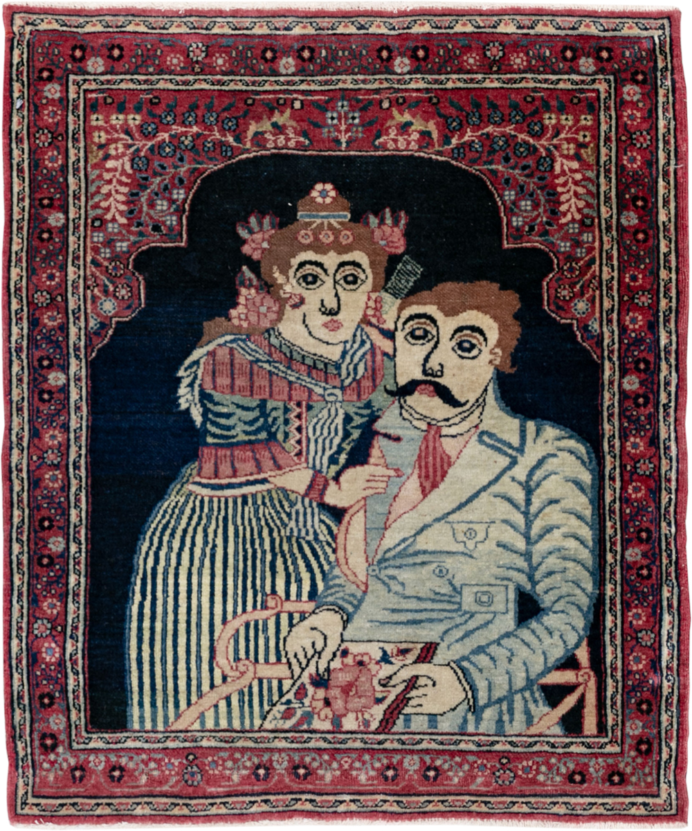 Antique Persian Mashad Pictorial Rug, No.24693 - Gss