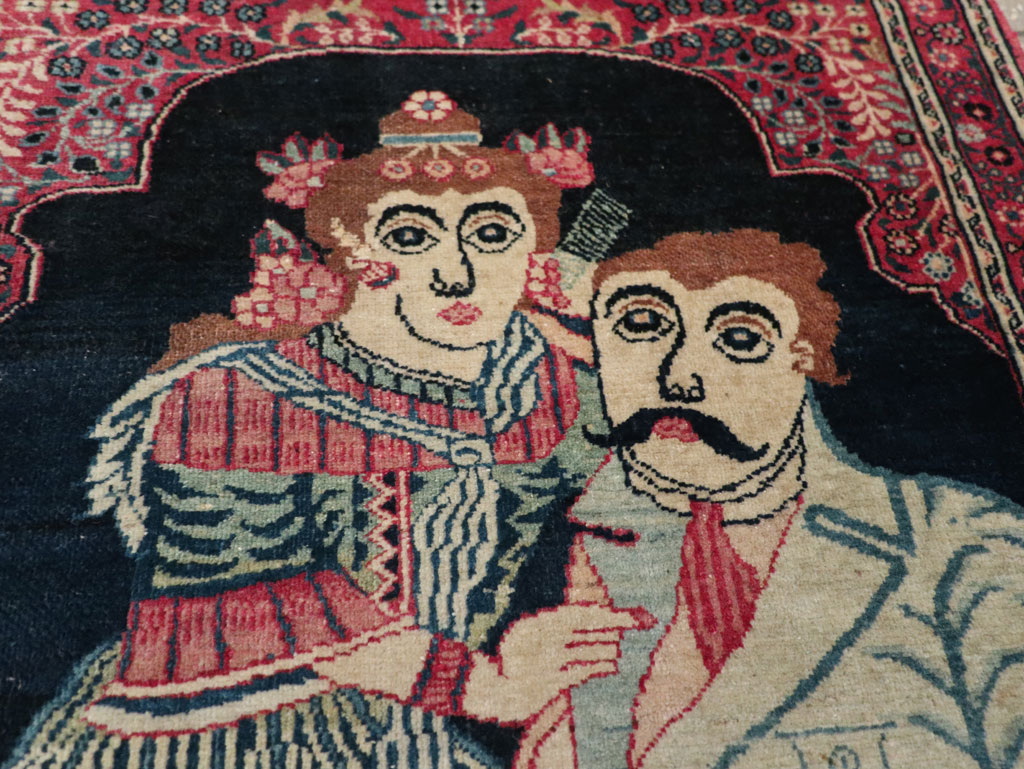 Antique Persian Mashad Pictorial Rug, No.24693 - Gss