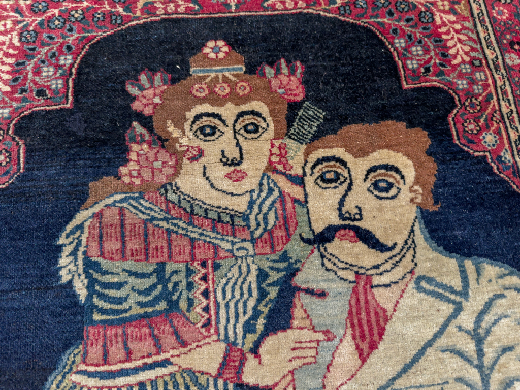 Antique Persian Mashad Pictorial Rug, No.24693 - Gss