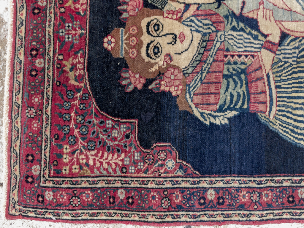 Antique Persian Mashad Pictorial Rug, No.24693 - Gss