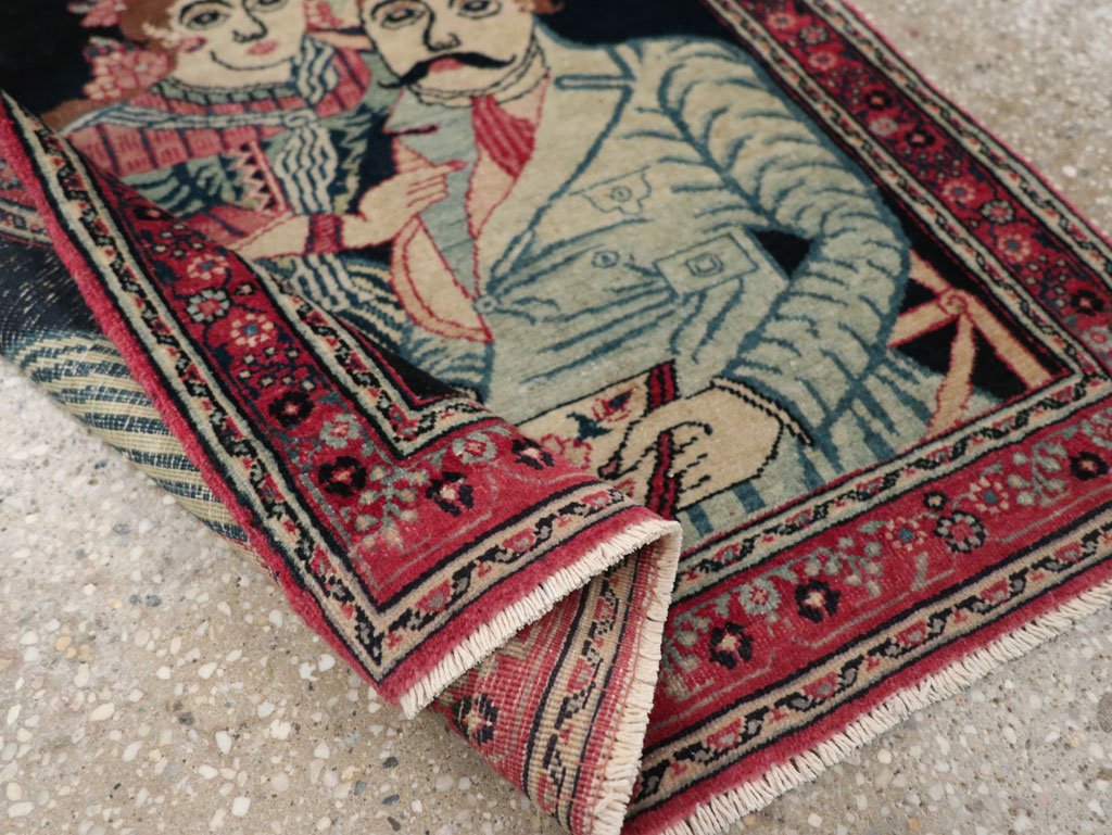 Antique Persian Mashad Pictorial Rug, No.24693 - Gss