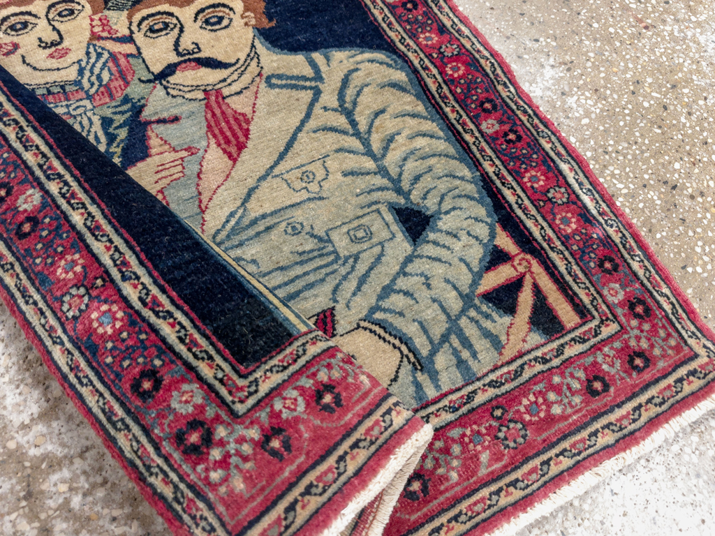 Antique Persian Mashad Pictorial Rug, No.24693 - Gss