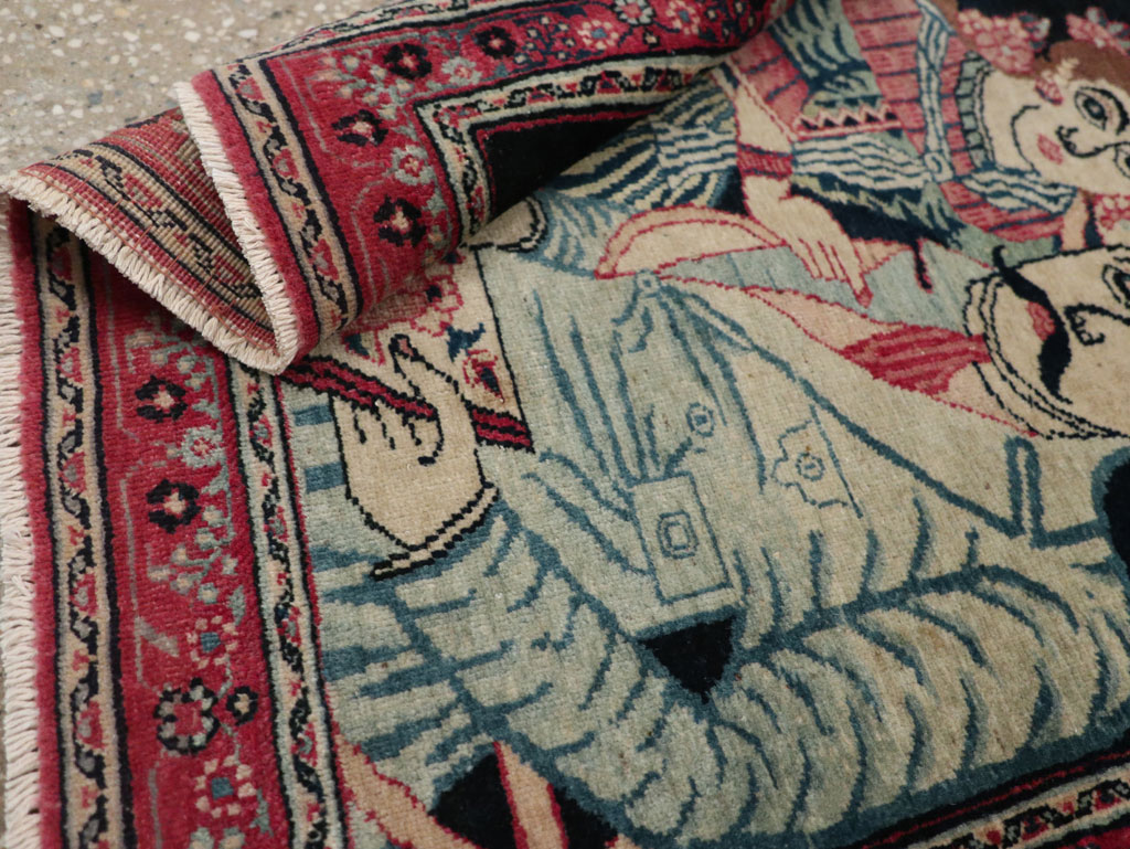 Antique Persian Mashad Pictorial Rug, No.24693 - Gss