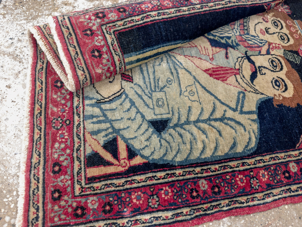 Antique Persian Mashad Pictorial Rug, No.24693 - Gss