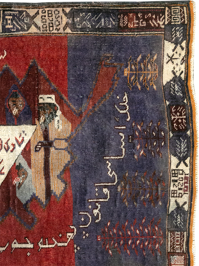 Vintage Persian Baluch Pictorial Rug, No.24702 - Gss