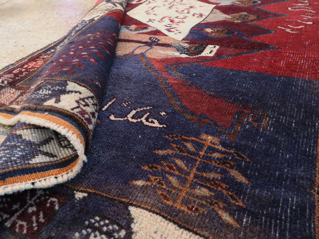 Vintage Persian Baluch Pictorial Rug, No.24702 - Gss