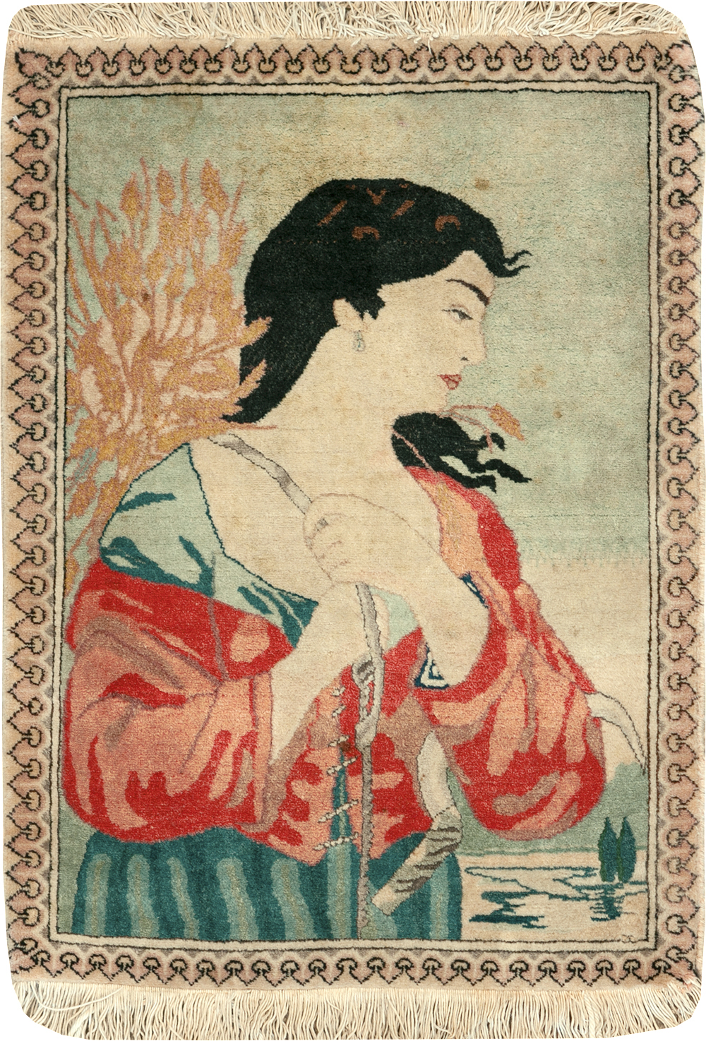 Vintage Persian Tabriz Pictorial Rug, No.24790 - Gss