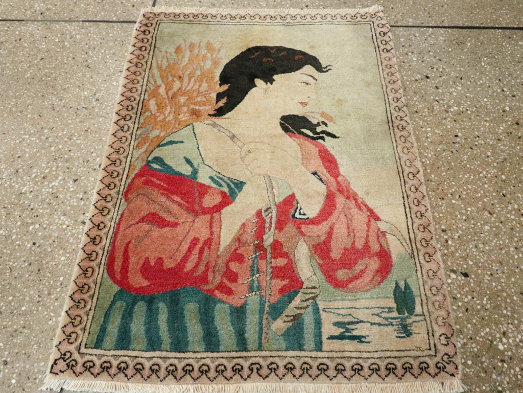 Vintage Persian Tabriz Pictorial Rug, No.24790 - Gss