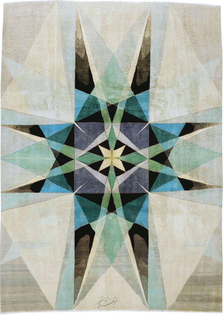 Vintage Persian Kashan Art Deco Carpet, No.24818 - Gss