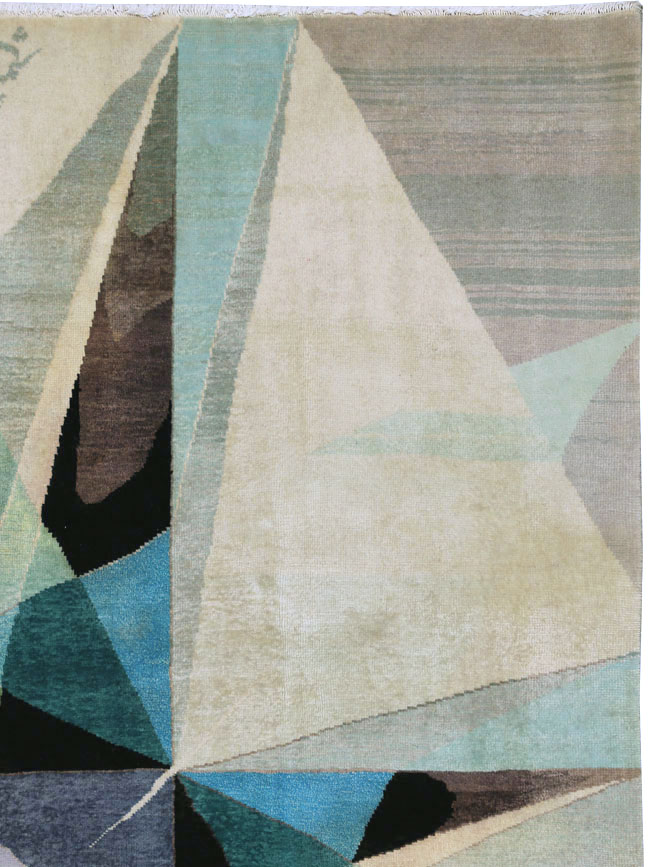 Vintage Persian Kashan Art Deco Carpet, No.24818 - Gss