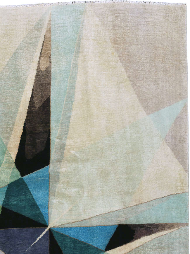 Vintage Persian Kashan Art Deco Carpet, No.24818 - Gss