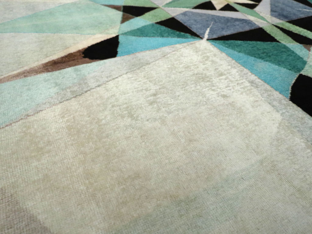 Vintage Persian Kashan Art Deco Carpet, No.24818 - Gss