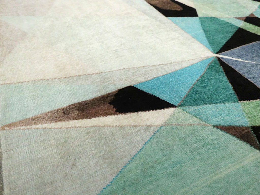 Vintage Persian Kashan Art Deco Carpet, No.24818 - Gss