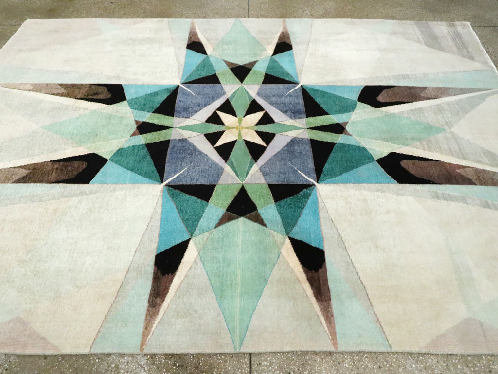 Vintage Persian Kashan Art Deco Carpet, No.24818 - Gss