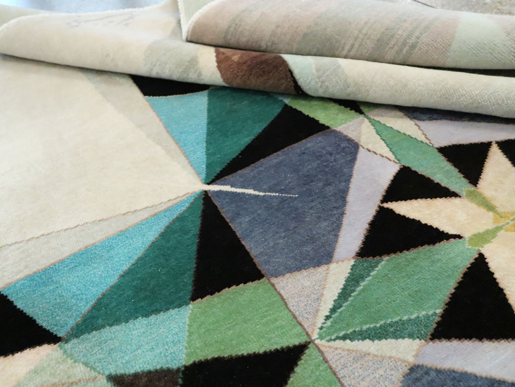 Vintage Persian Kashan Art Deco Carpet, No.24818 - Gss