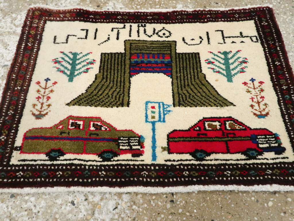 Vintage Persian Baluch Pictorial Rug, No.24893 - Gss