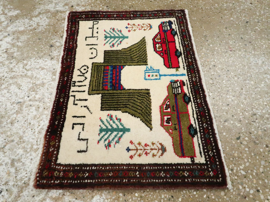 Vintage Persian Baluch Pictorial Rug, No.24893 - Gss