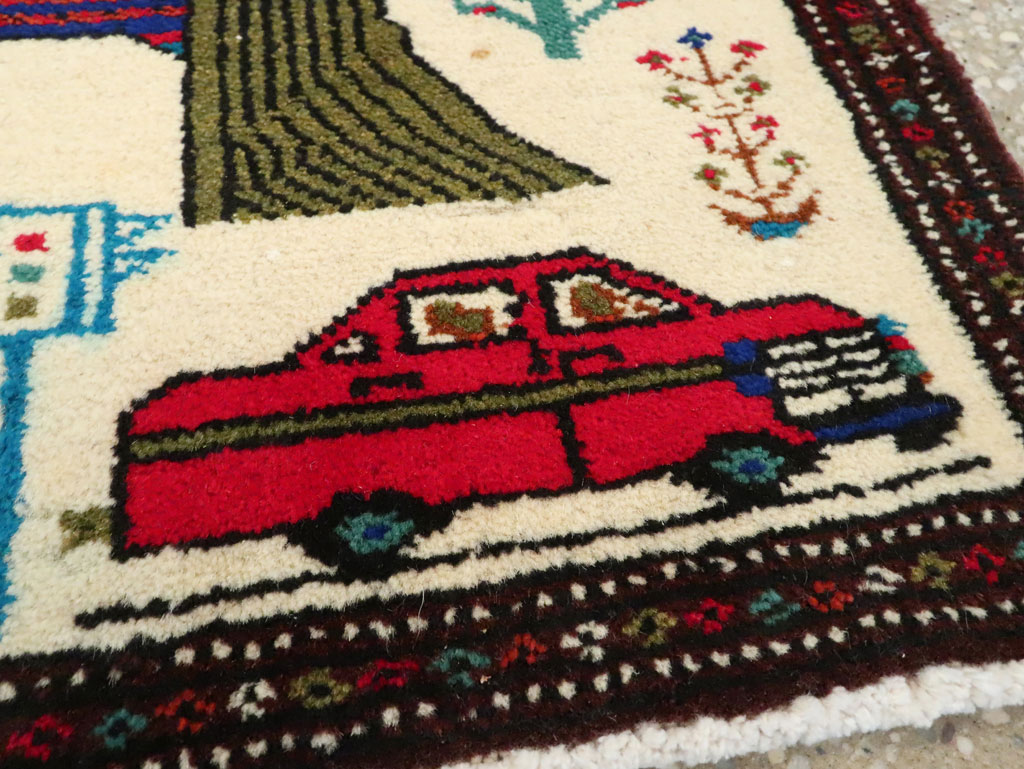 Vintage Persian Baluch Pictorial Rug, No.24893 - Gss