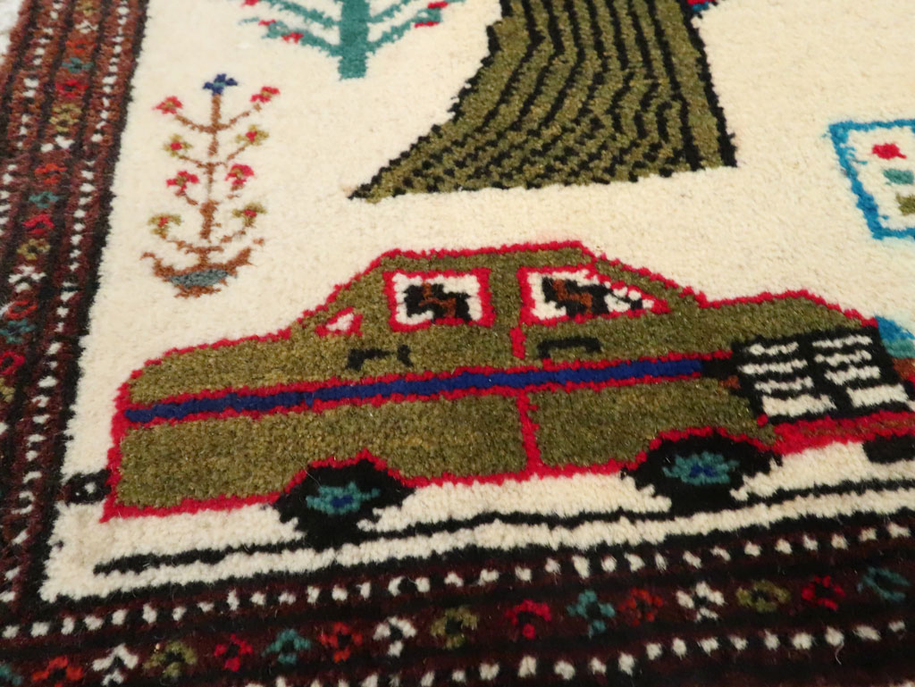Vintage Persian Baluch Pictorial Rug, No.24893 - Gss