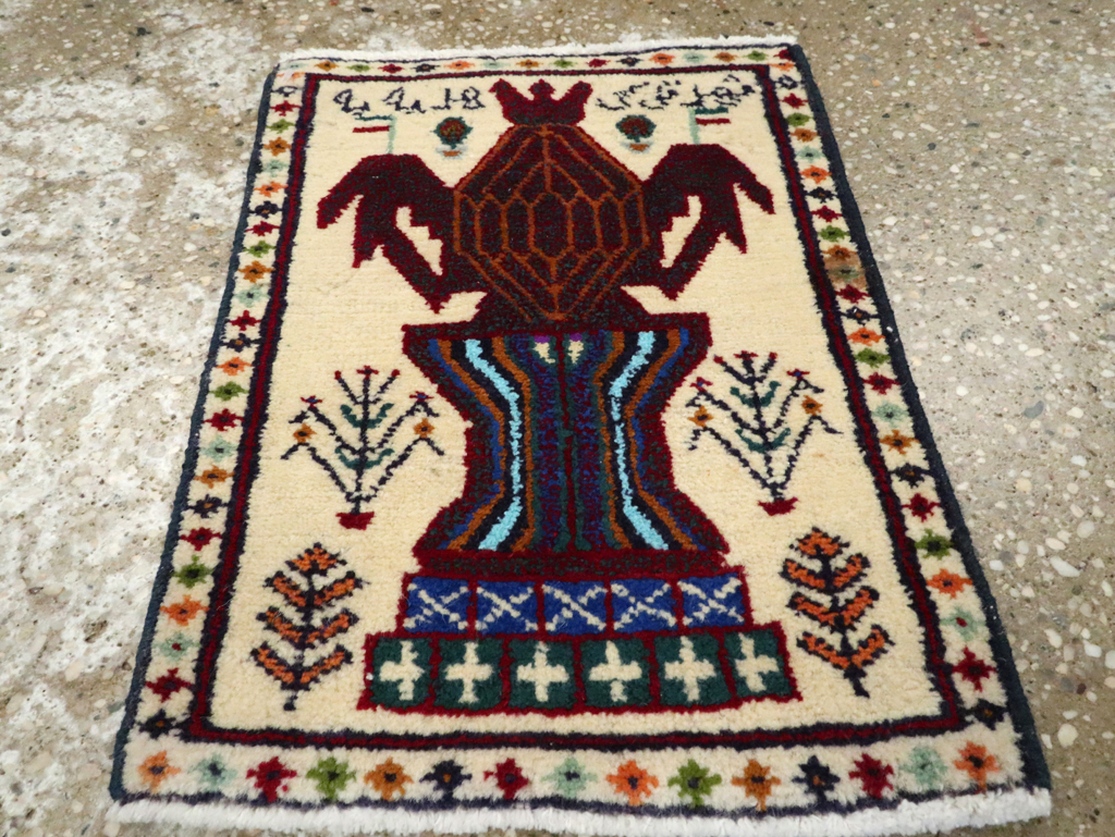 Vintage Persian Pictorial Baluch Rug (Pair: 1 of 2), No.24896 - Gss