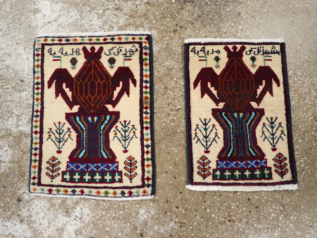 Vintage Persian Pictorial Baluch Rug (Pair: 1 of 2), No.24896 - Gss