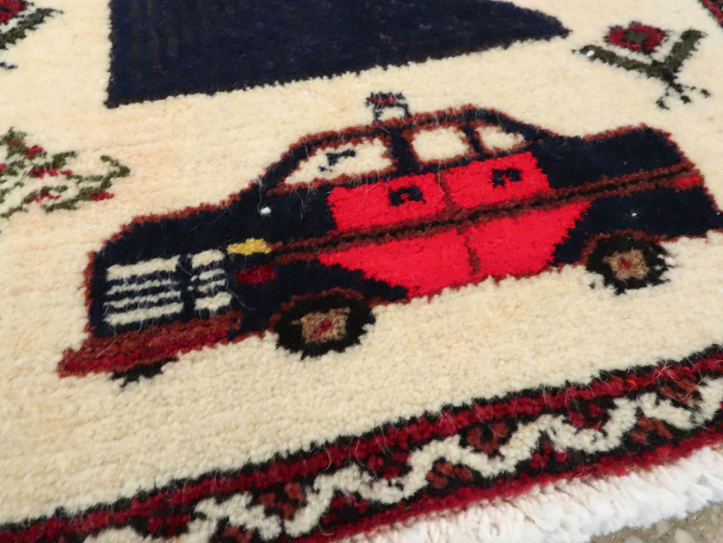 Vintage Persian Baluch Pictorial Rug, No.24902 - Gss