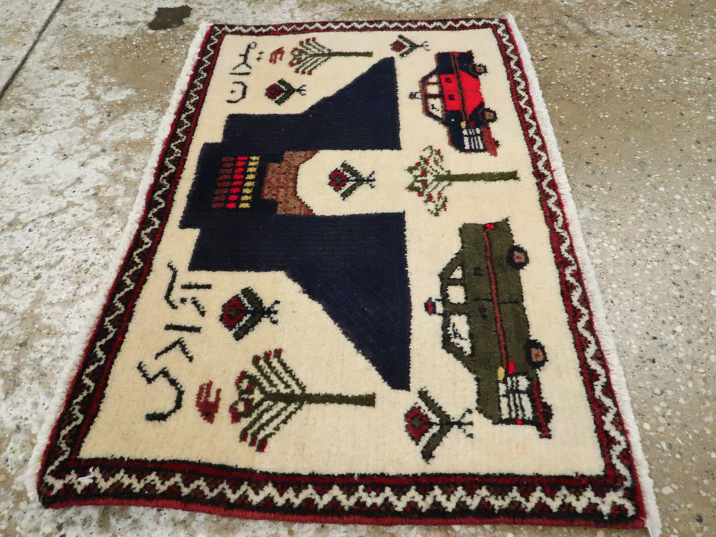 Vintage Persian Baluch Pictorial Rug, No.24902 - Gss