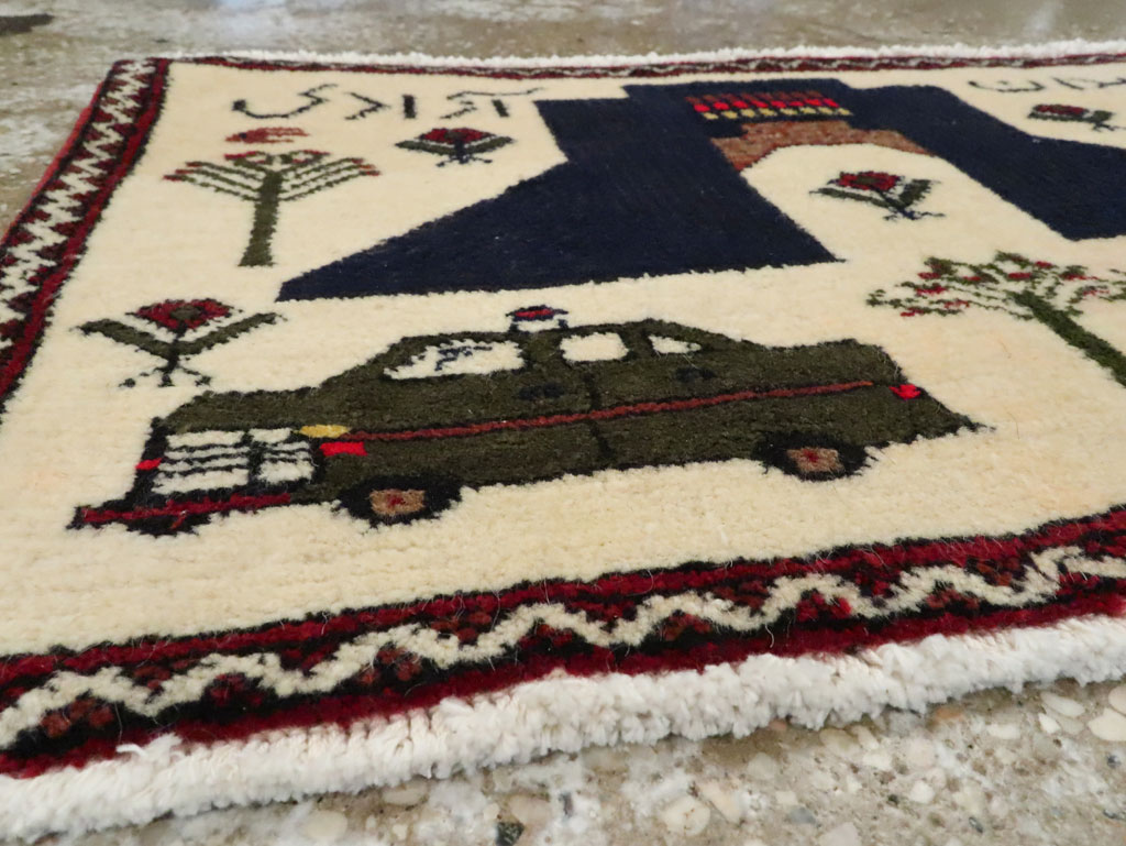 Vintage Persian Baluch Pictorial Rug, No.24902 - Gss