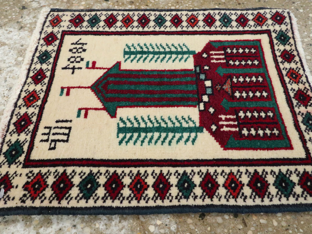 Vintage Persian Baluch Pictorial Rug, No.24903 - Gss