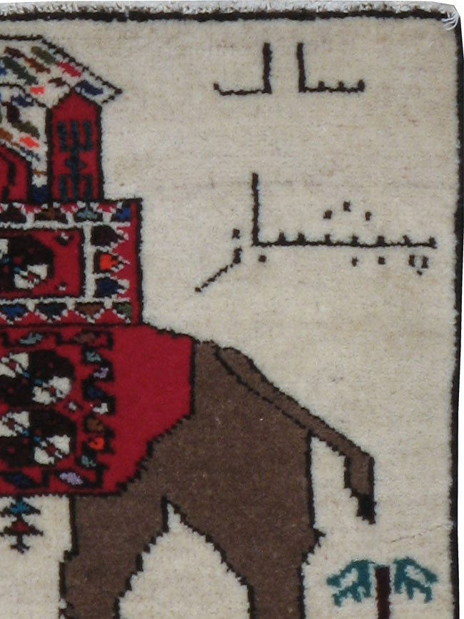 Vintage Persian Baluch Pictorial Rug, No.24906 - Gss