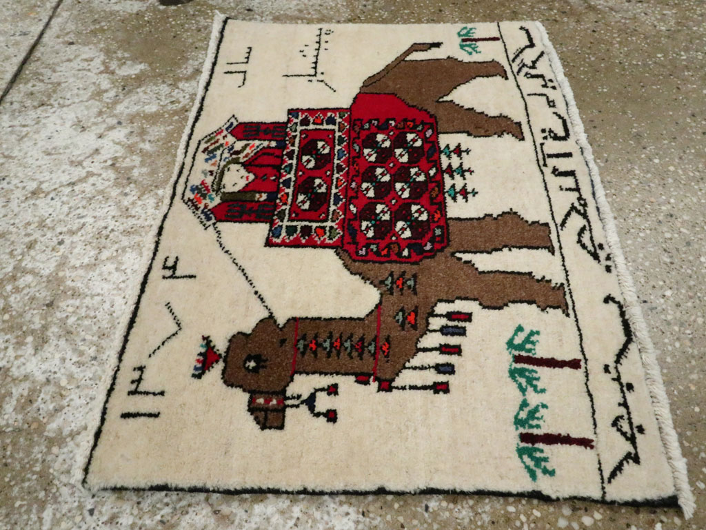 Vintage Persian Baluch Pictorial Rug, No.24906 - Gss