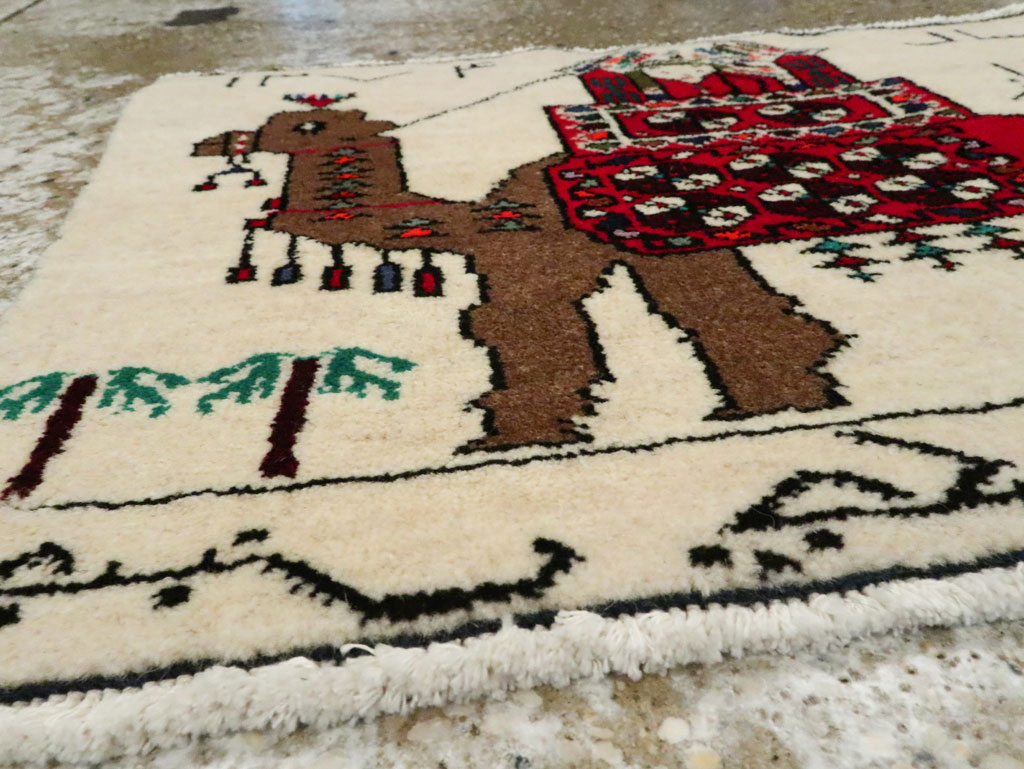 Vintage Persian Baluch Pictorial Rug, No.24906 - Gss
