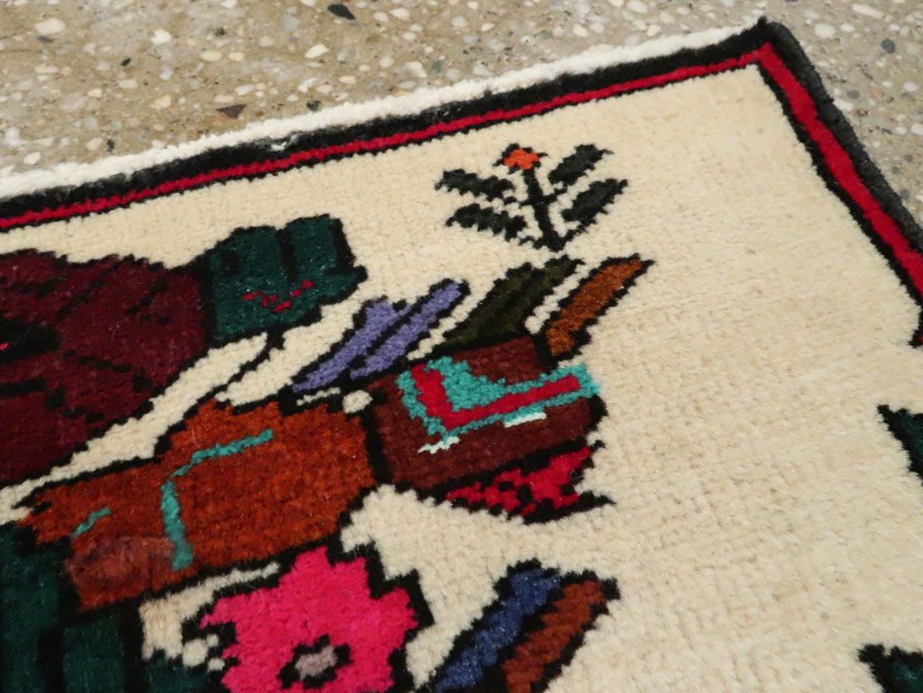 Vintage Persian Baluch Pictorial Rug, No.24909 - Gss