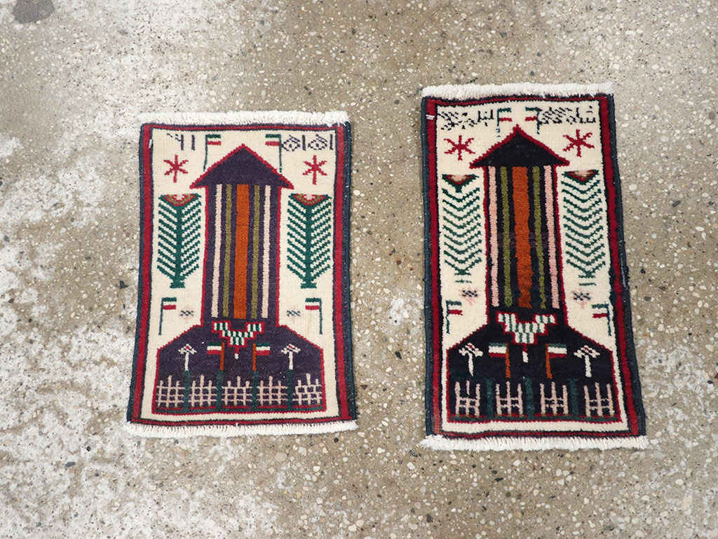 Vintage Persian Pictorial Baluch Rug (Pair: 1 of 2), No.24923 - Gss