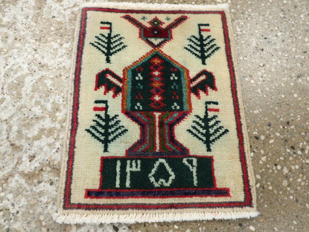 Vintage Persian Baluch Pictorial Rug, No.24926 - Gss