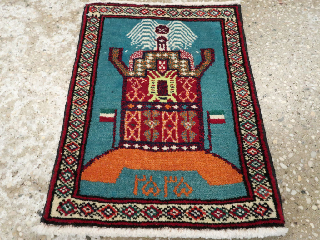 Vintage Persian Baluch Pictorial Rug, No.24927 - Gss